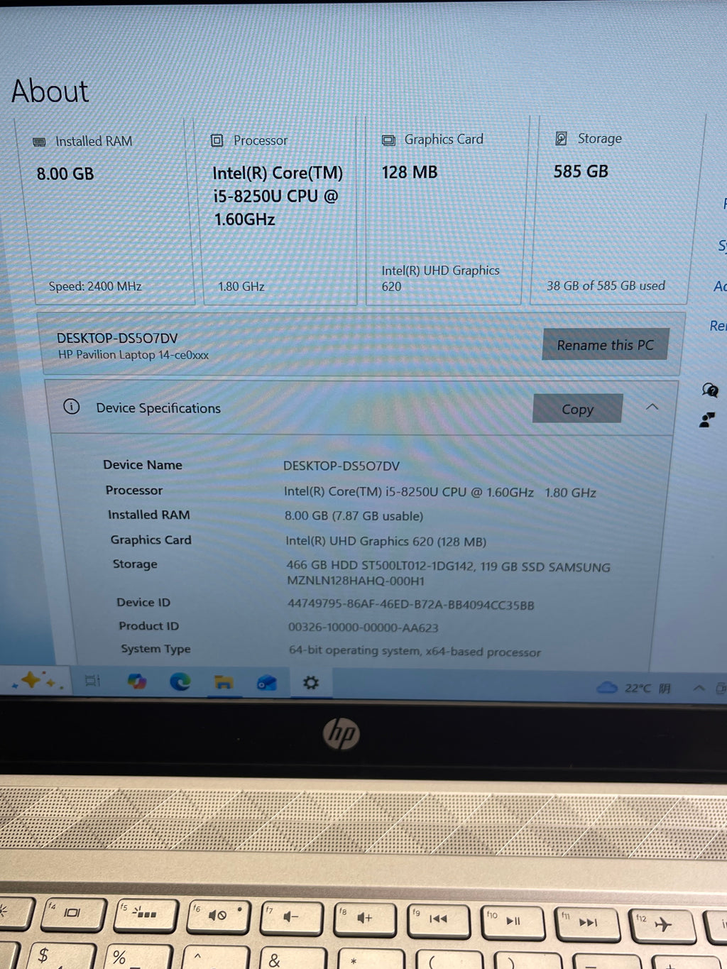 HP Pavilion 14-CE – Ordinateur portable 14 pouces (i5 8e génération | 8 Go de RAM | Double stockage)