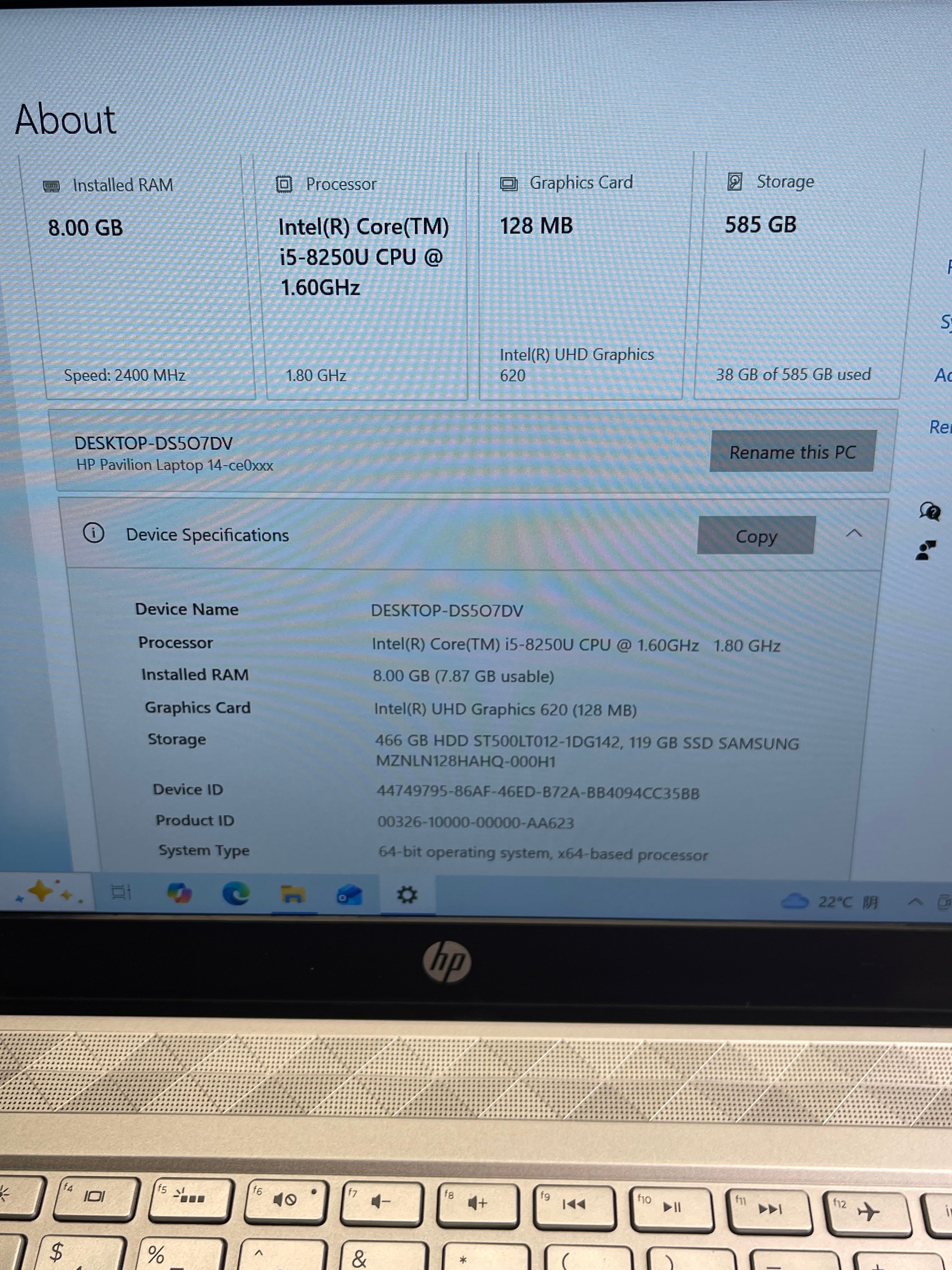 HP Pavilion 14-CE – Ordinateur portable 14 pouces (i5 8e génération | 8 Go de RAM | Double stockage)