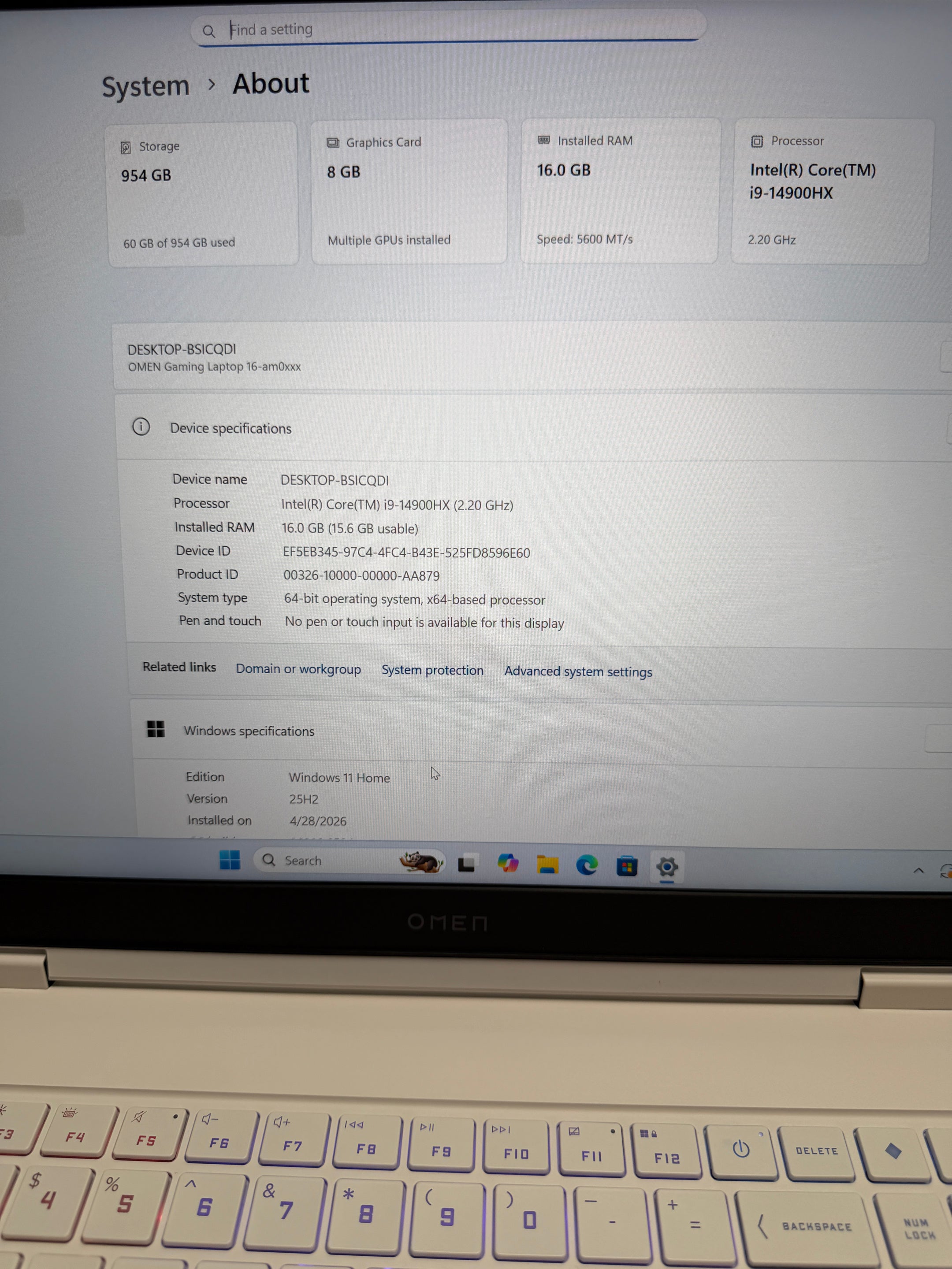 HP Omen 11 (16” | Core i9 14th Gen | RTX 5060 8GB | 16GB RAM | 1TB SSD)