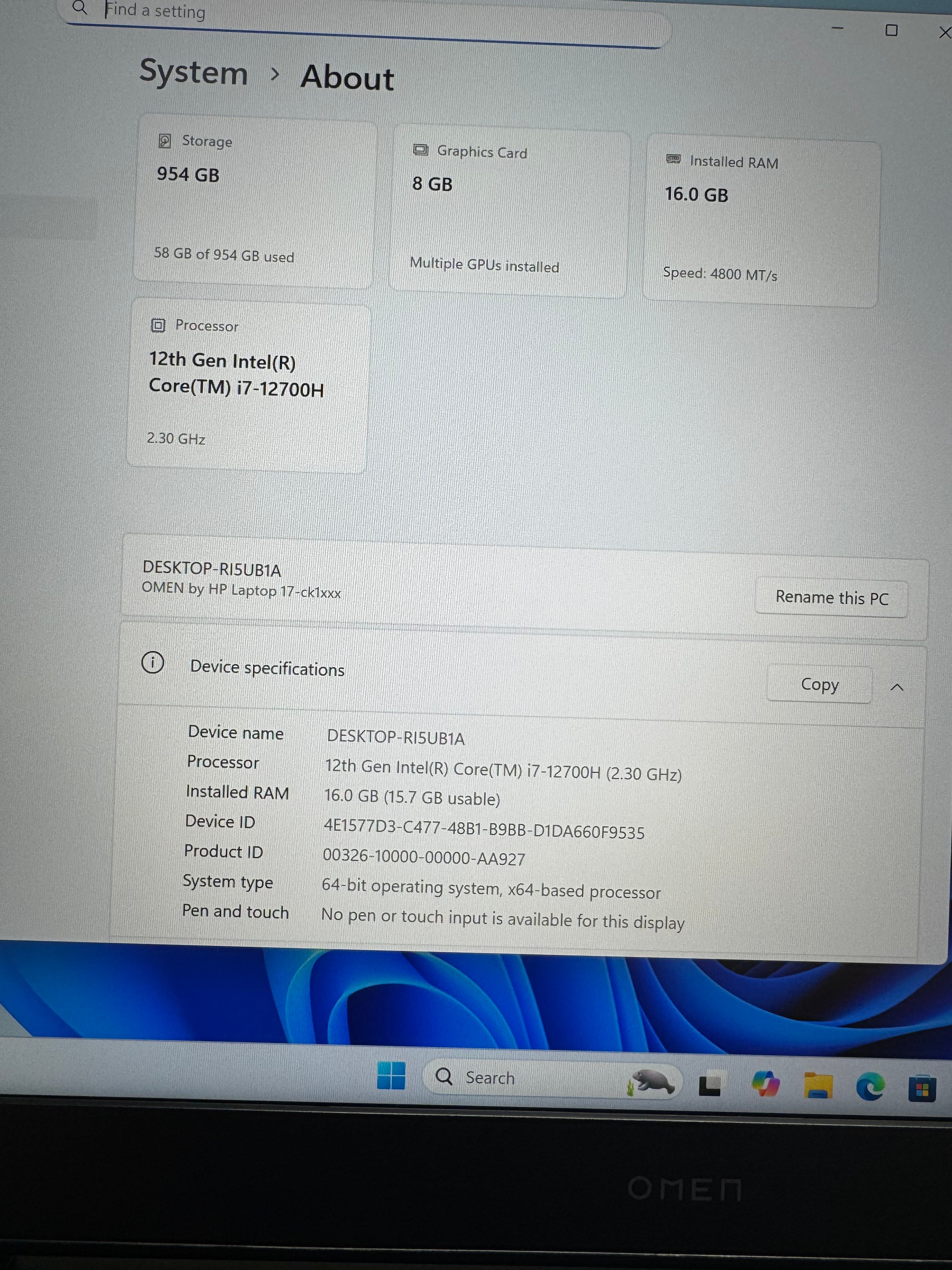 HP Omen 8 Plus 17” Gaming Laptop (i7 12th Gen | 16GB RAM | 1TB SSD | RTX 3070 Ti)