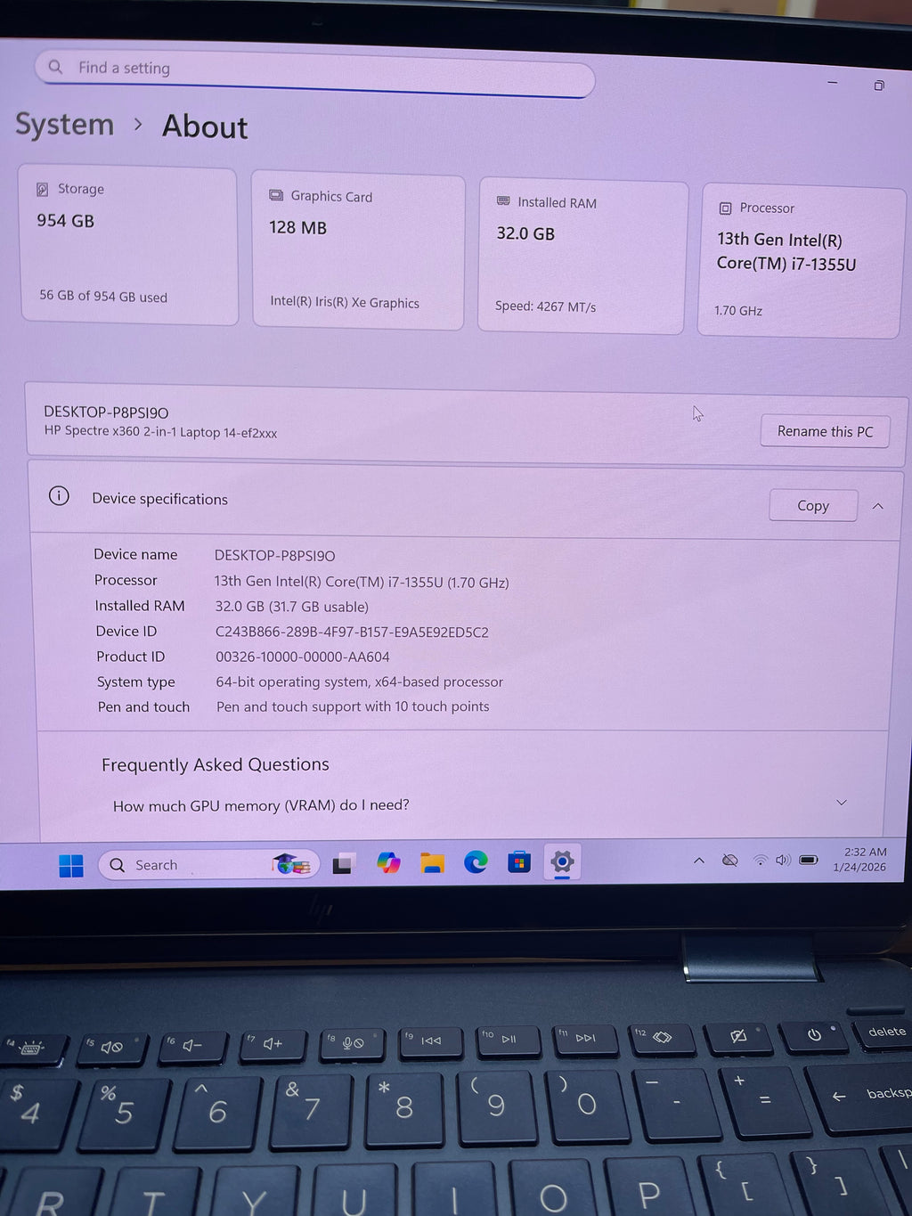 HP Spectre x360 14” Touch (i7 13th Gen | 32GB RAM | 1TB SSD)