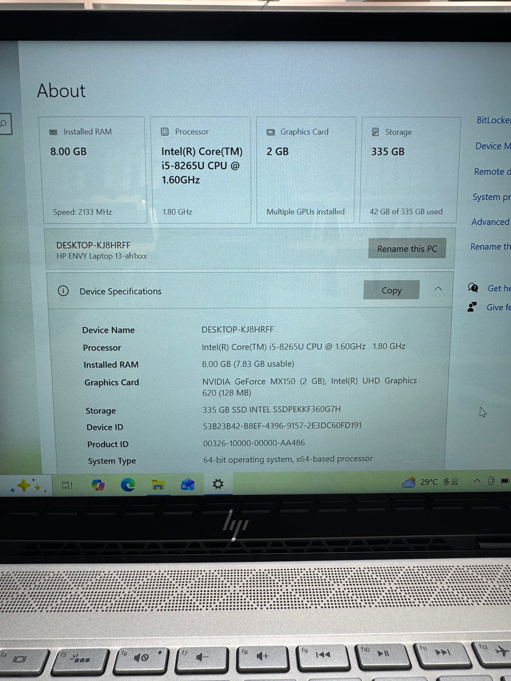 HP ENVY 13-AH 13” (i5 8th Gen | 8GB RAM | 360GB SSD)
