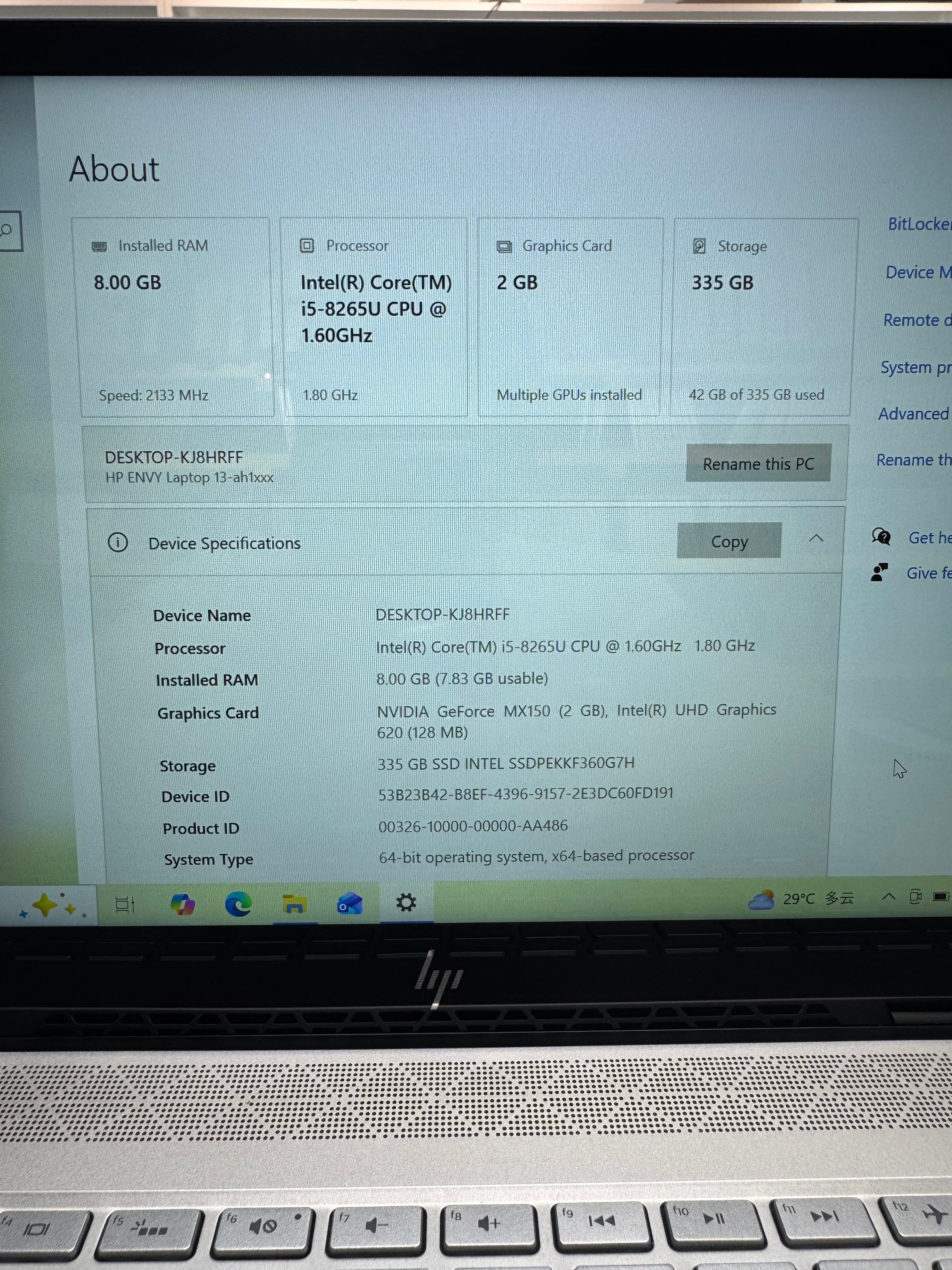 HP ENVY 13-AH 13” (i5 8th Gen | 8GB RAM | 360GB SSD)