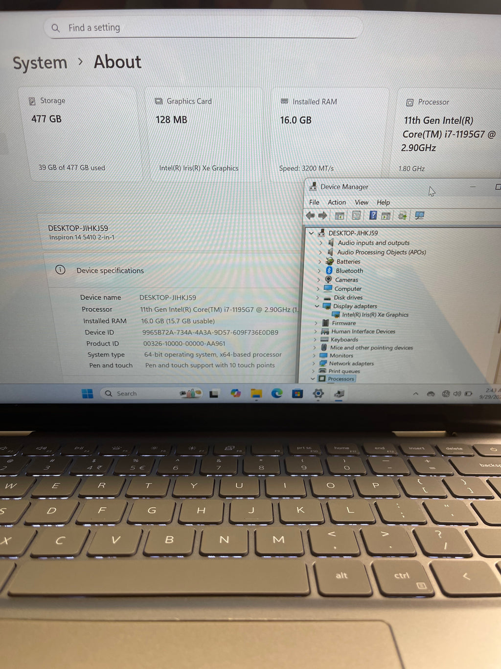 592907 Dell Inspiron 5410 X360 14” Touchscreen (11th Gen i7 | 16GB RAM | 512GB SSD)