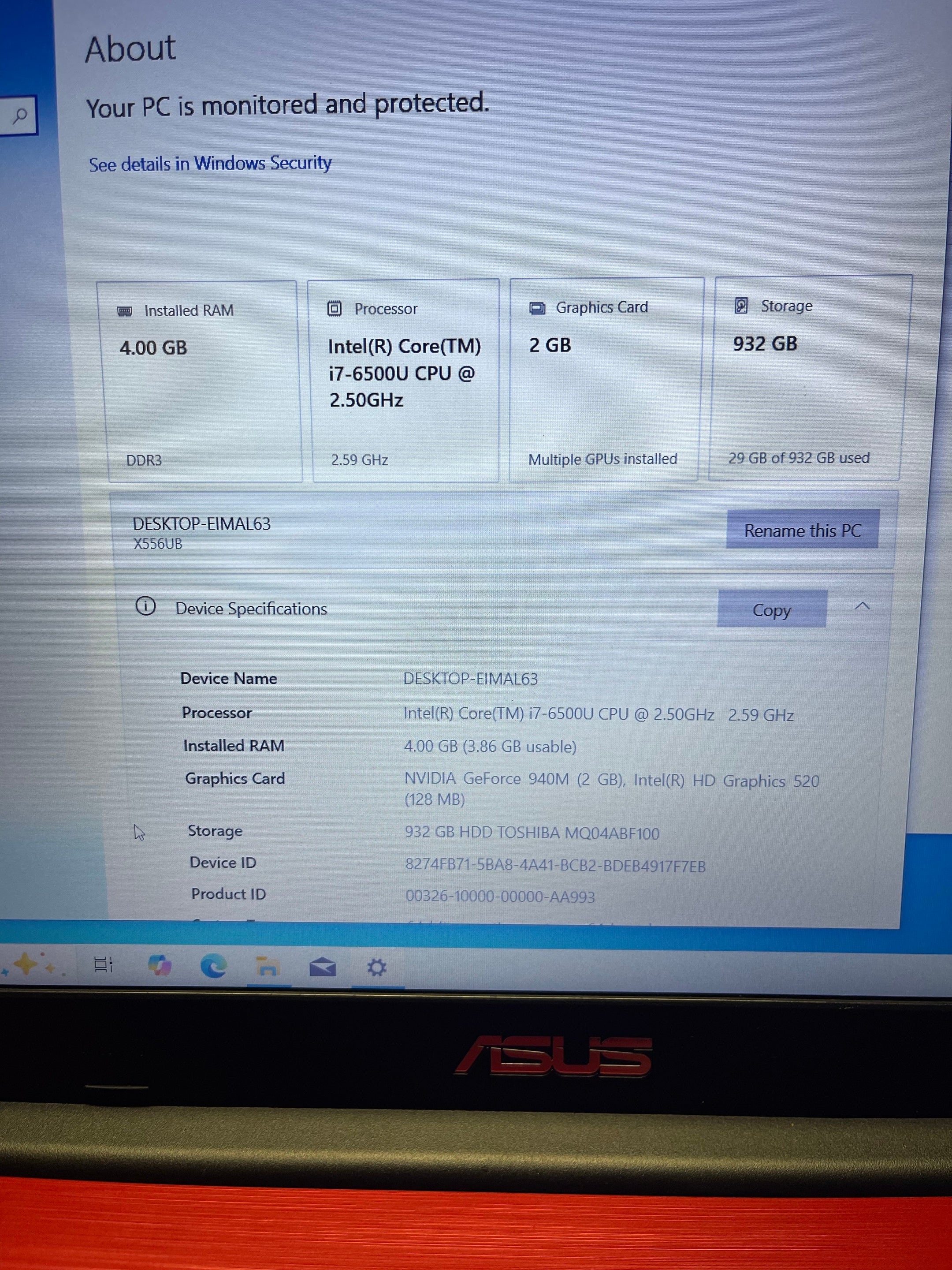 5121018 ASUS FL5900U 15.6” (6th Gen i7 | 4GB RAM | 1TB HDD | GeForce 940M)