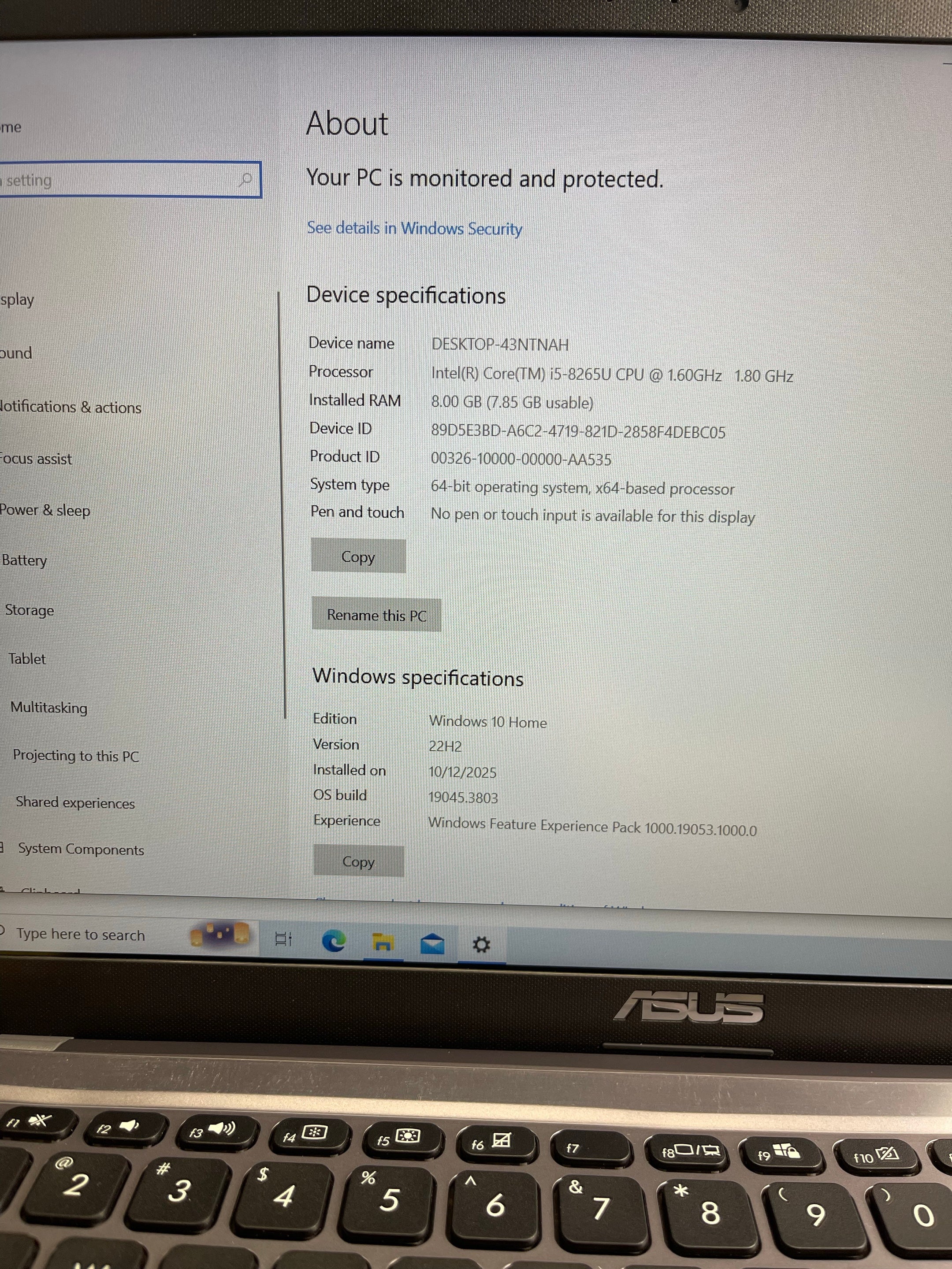 ASUS FL8700 15.6” (8th Gen i5 | 8GB RAM | 256GB SSD | MX110 Graphics)