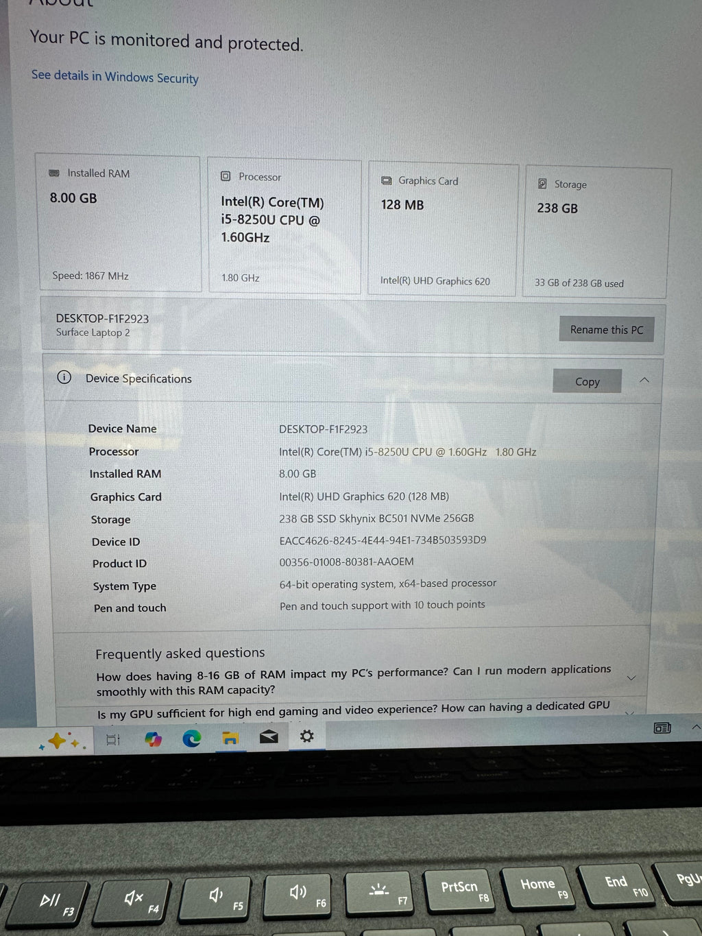 642703 Microsoft Surface Laptop 2 13” (8th Gen i5 | 8GB RAM | 256GB SSD | Touchscreen)