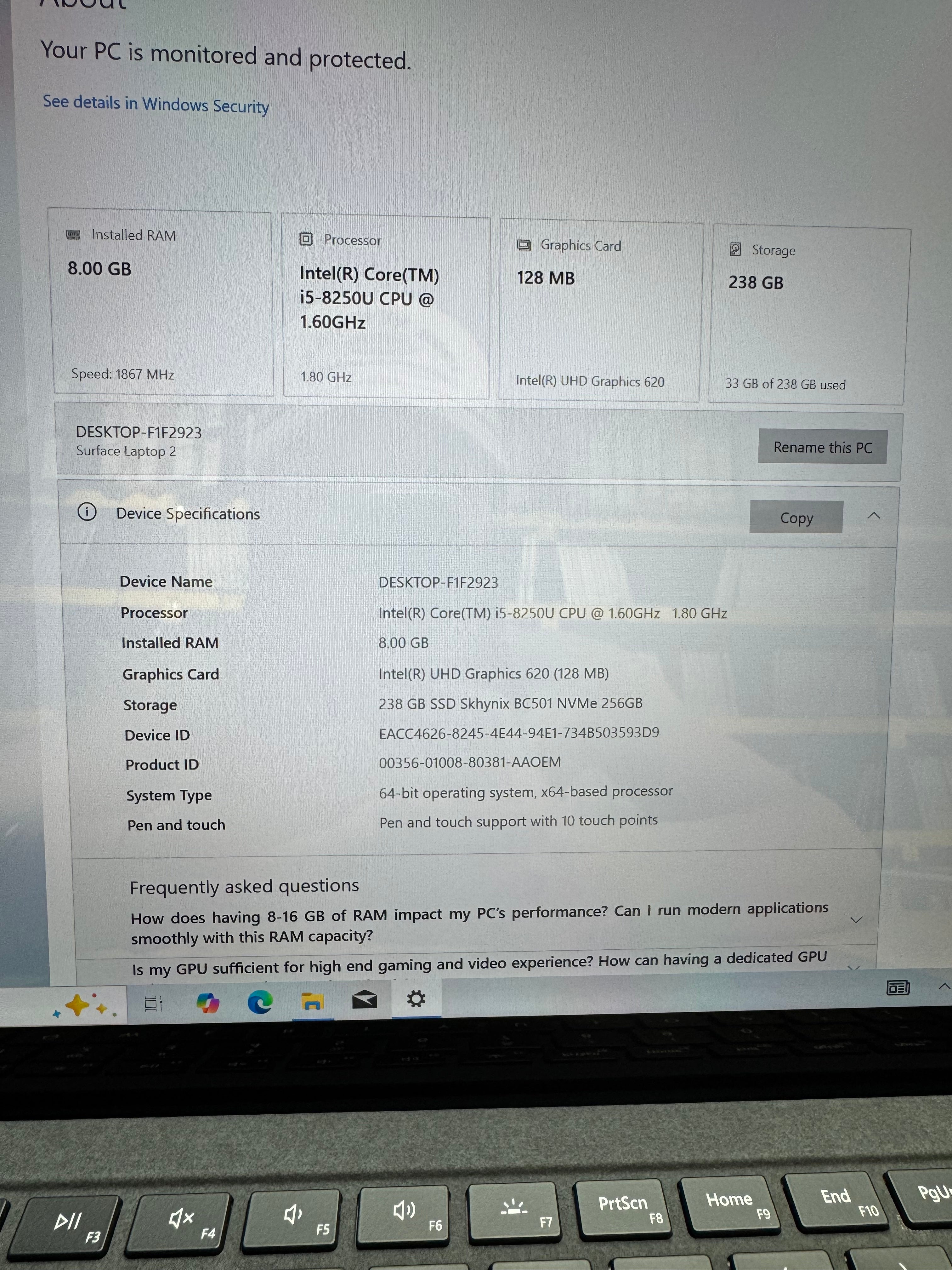 642703 Microsoft Surface Laptop 2 13” (8th Gen i5 | 8GB RAM | 256GB SSD | Touchscreen)