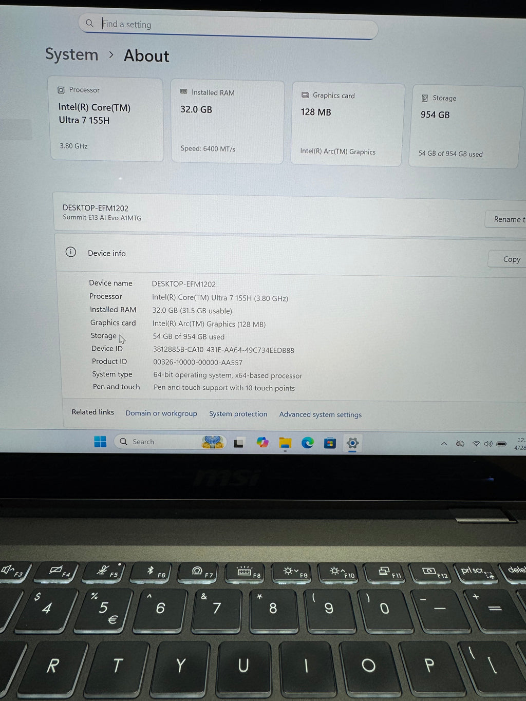 642705 MSI E13 AI X360 13” Touch Laptop (Intel Ultra 7 | 32GB RAM | 1TB SSD | Intel Arc Graphics)