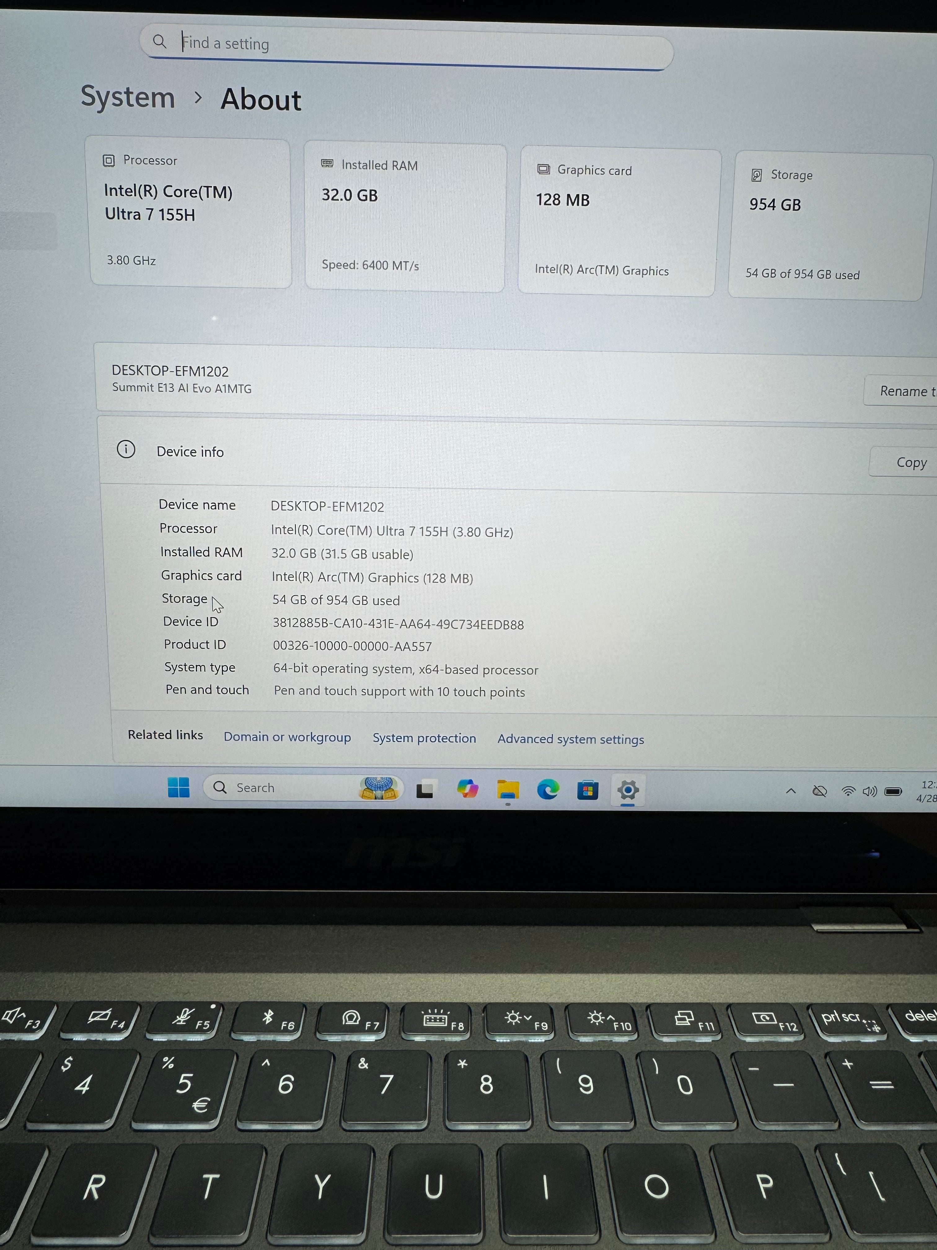 642705 MSI E13 AI X360 13” Touch Laptop (Intel Ultra 7 | 32GB RAM | 1TB SSD | Intel Arc Graphics)