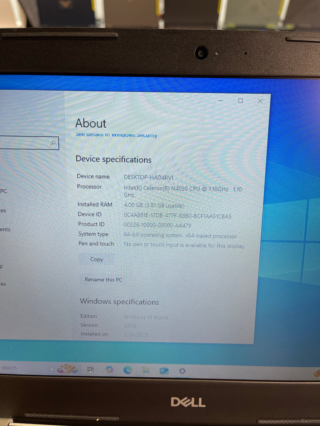 Dell Inspiron 3482 14” Laptop (Intel Celeron N4020 | 4GB RAM | 256GB SSD)