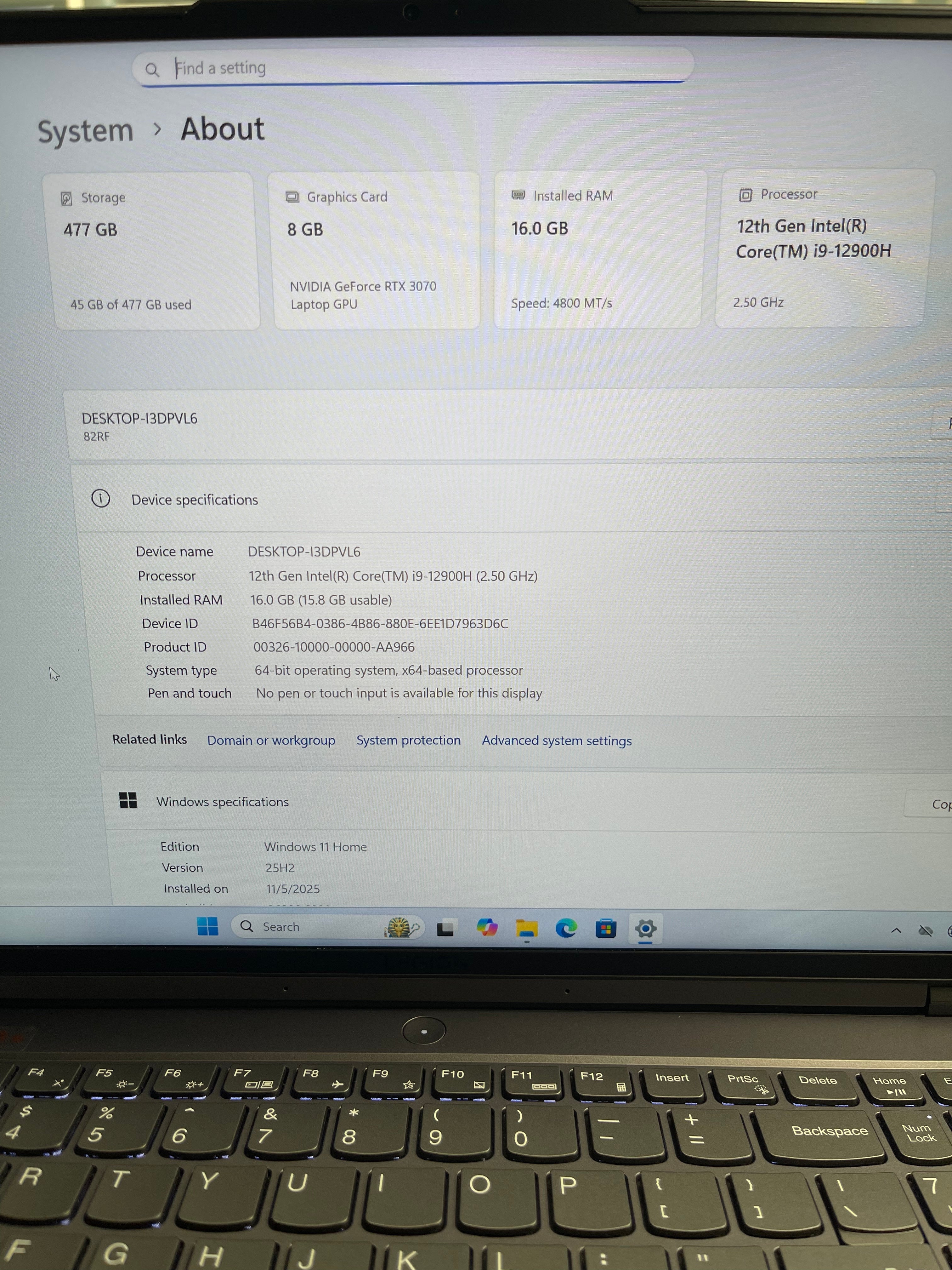 Lenovo Y9000P 15.6” Gaming Laptop (12th Gen i9 | 16GB RAM | 512GB SSD | RTX 3070 8GB)