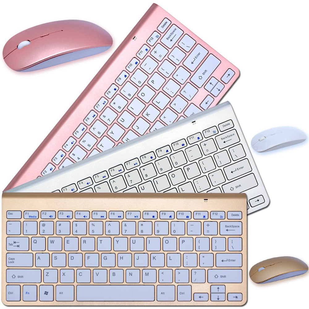 2.4G Clavier et Souris sans Fil Combo Clavier Souris Mini Portable pour Ordinateur Portable Mac Ordinateur de Bureau PC Smart TV PS4
